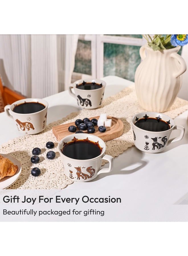 LINVIA Ceramic Coffee Mug, 11 oz Small Novelty Unique Teacup with Handle, Stoneware Cup for Tea Mocha Latte Cappuccino (Set of 2, Fox and Bear) - Image 5