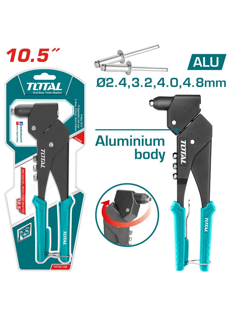 TOTAL - TOTAL 360° Swivel Head Hand Riveter 0.5" Rivet Tool Rivet Size 2.4/3.2/4.0/4.8mm THT32106 - Image 1