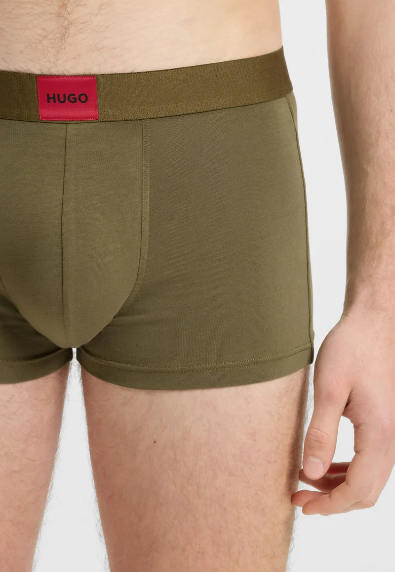 HUGO Three-pack of stretch-cotton trunks with logo waistbands