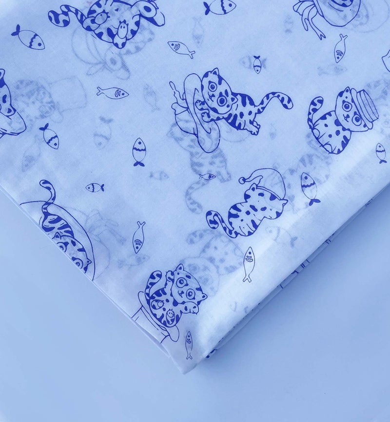Chibby Swaddle - Swaddles for new born baby, 100% Cotton, ultra soft, multipurpose, comfortable swaddle-wrapper - Cat Print (Blue) - Image 3