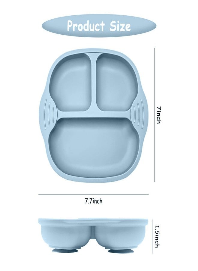 Dhyankeshwer Suction Plates for Babies Toddlers Silicone Baby Feeding Plates with Strong Suction Base Divided Unbreakable Toddler Stay Put Design Microwave Dishwasher Safe Multicolor (Blue) - Image 4