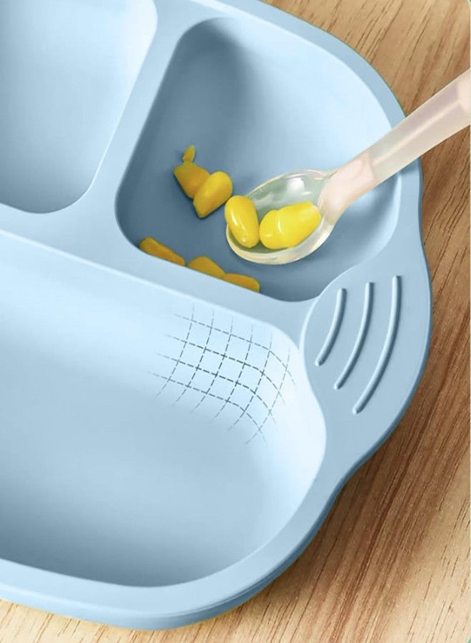 Dhyankeshwer Suction Plates for Babies Toddlers Silicone Baby Feeding Plates with Strong Suction Base Divided Unbreakable Toddler Stay Put Design Microwave Dishwasher Safe Multicolor (Blue) - Image 5