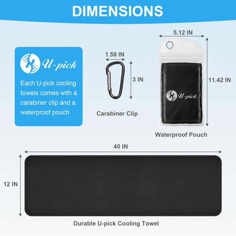 U-pick Cooling Towels (40"x12"), Cooling Towel for Neck and Face, Soft Breathable Chill Ice Towel, Stay Cool Sweat Rags for Gym, Yoga, Workout, Exercise, Sport, Beach, Camping, Cruise - Image 3