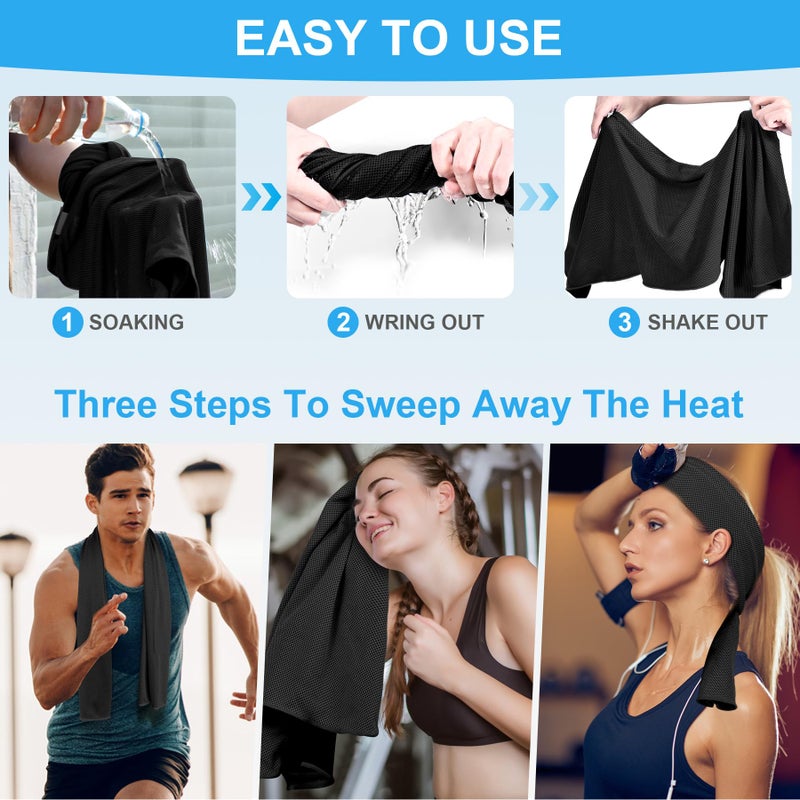 U-pick Cooling Towels (40"x12"), Cooling Towel for Neck and Face, Soft Breathable Chill Ice Towel, Stay Cool Sweat Rags for Gym, Yoga, Workout, Exercise, Sport, Beach, Camping, Cruise - Image 4