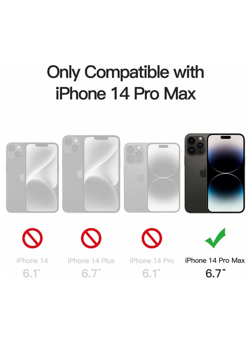 DUSALA Leather Card Holder Case Compatible with iPhone 14 Pro Max 6.7 inch, Shockproof Leather Back Card Storage Plus Phone Stand (Black) - Image 2