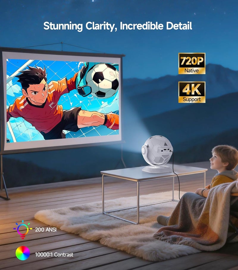 ماجكوبيك جهاز عرض Magcubic يدعم 4K، دقة أصلية 720P، واي فاي 6 وبلوتوث 5.4 | نظام أندرويد 14 مدمج، تصحيح تلقائي لانحراف الصورة، إسقاط سقفي 360 درجة للمنزل، متوافق مع HD، USB، الهاتف وجهاز التلفزيون - Image 5
