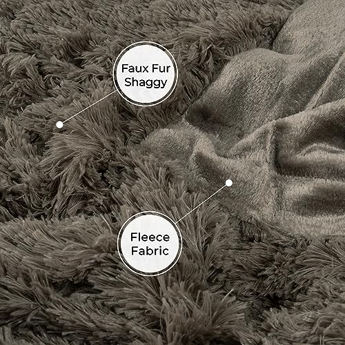 Tuddrom Decorative Extra Soft Faux Fur Throw Blanket 50"x60",Solid Reversible Fuzzy Lightweight Long Hair Shaggy Blanket,Fluffy Cozy Plush Fleece Comfy Microfiber Blanket for Couch Sofa Bed,Brown - Image 5