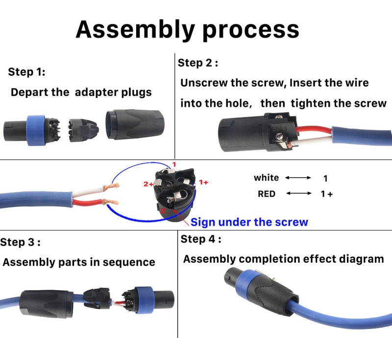 Devinal Professional SpeakOn Speaker Adapter Connectors 4 Pole Plug Twist Lock Compatible with Neutrik Speakon NA4LJ, NA4LJX, NL4MP, NL4MPR, NL4FC, NL4FX, NL4 Series, Speak-On- 4 Pack - Image 3