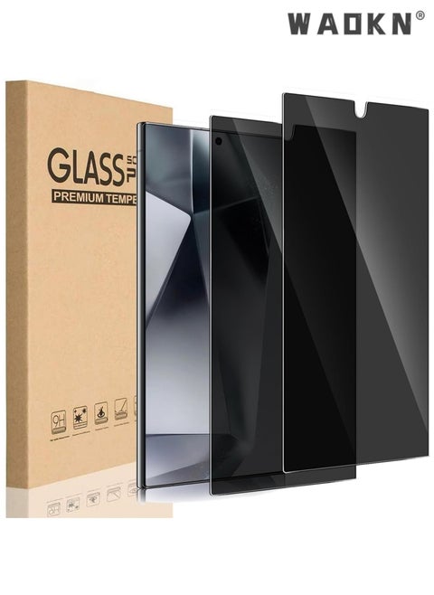 2-Pack HD Full Privacy Anti-Peeping Tempered Glass Screen Protector For Samsung Galaxy S24 Ultra, Easy to Install Protection with Fingerprint, Ultra Clear, Touch Sensitivity, Anti-Spy