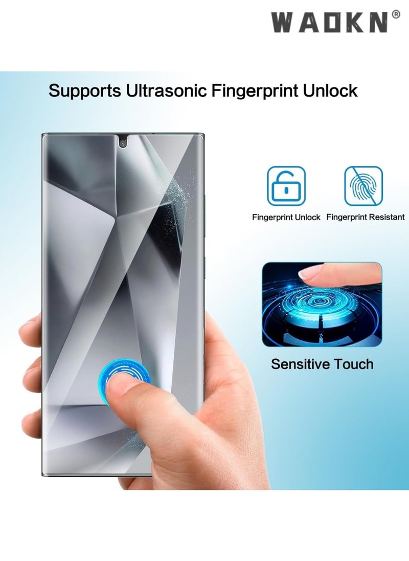 2-Pack HD Full Privacy Anti-Peeping Tempered Glass Screen Protector For Samsung Galaxy S24 Ultra, Easy to Install Protection with Fingerprint, Ultra Clear, Touch Sensitivity, Anti-Spy