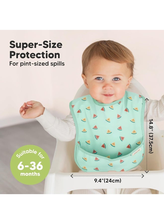 KeaBabies 3-Pack Waterproof Baby Bibs for Eating - Lightweight Toddler Feeding Bibs with Large Food Catcher, Mess Proof, Food-Grade Baby Eating Essentials, Easy to Put On & Clean (Beach Day) - Image 3