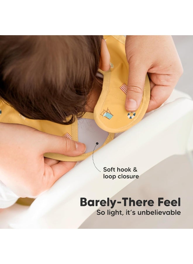 KeaBabies 3-Pack Waterproof Baby Bibs for Eating - Lightweight Toddler Feeding Bibs with Large Food Catcher, Mess Proof, Food-Grade Baby Eating Essentials, Easy to Put On & Clean (Beach Day) - Image 4