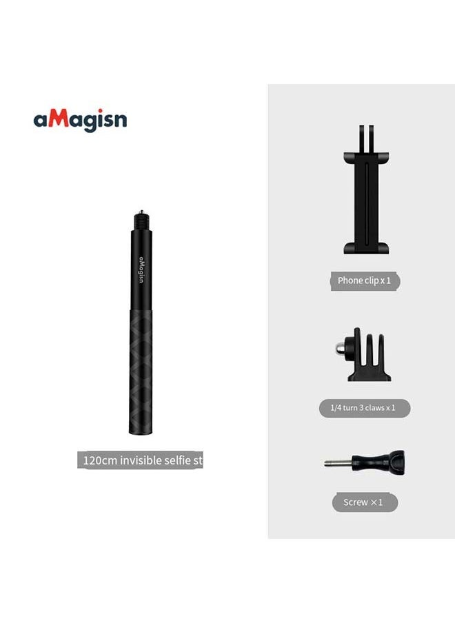 aMagisn 120cm Invisible Straight - pull Selfie Stick Accessory for Insta360 Panoramic, GoPro, DJI, Akaso, SJCMA, YI and Other Brand Action Cameras (120cm Pole + 1/4 to 3 - claw Adapter + Screw Rod + Mobile Phone Clip) - pzsku/Z99803BD49D5AD5EAC009Z/45/_/1731479678/b38e2867-514f-44af-a776-e304dd75e421