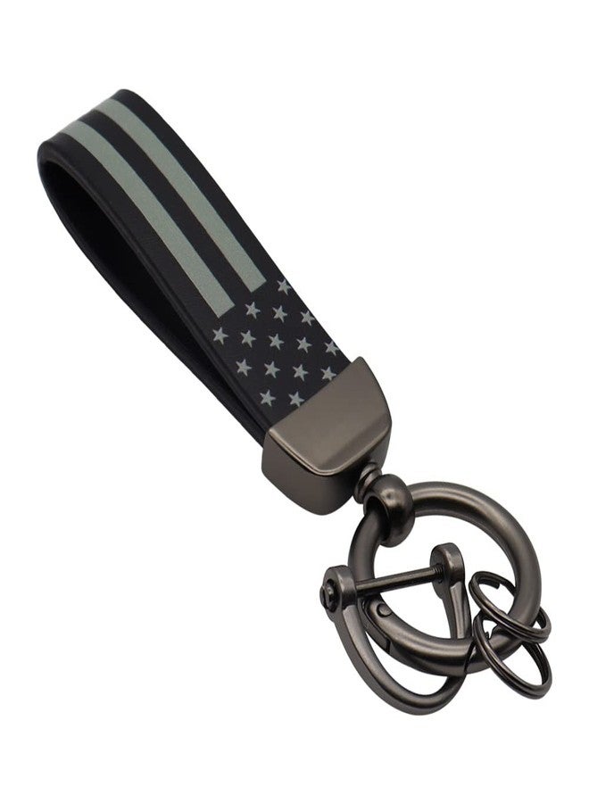 سلسلة مفاتيح أنيقة للسيارة بتصميم العلم الأمريكي الأسود مع حلقة من سبائك الزنك، إكسسوارات سيارات رجالية - Image 1
