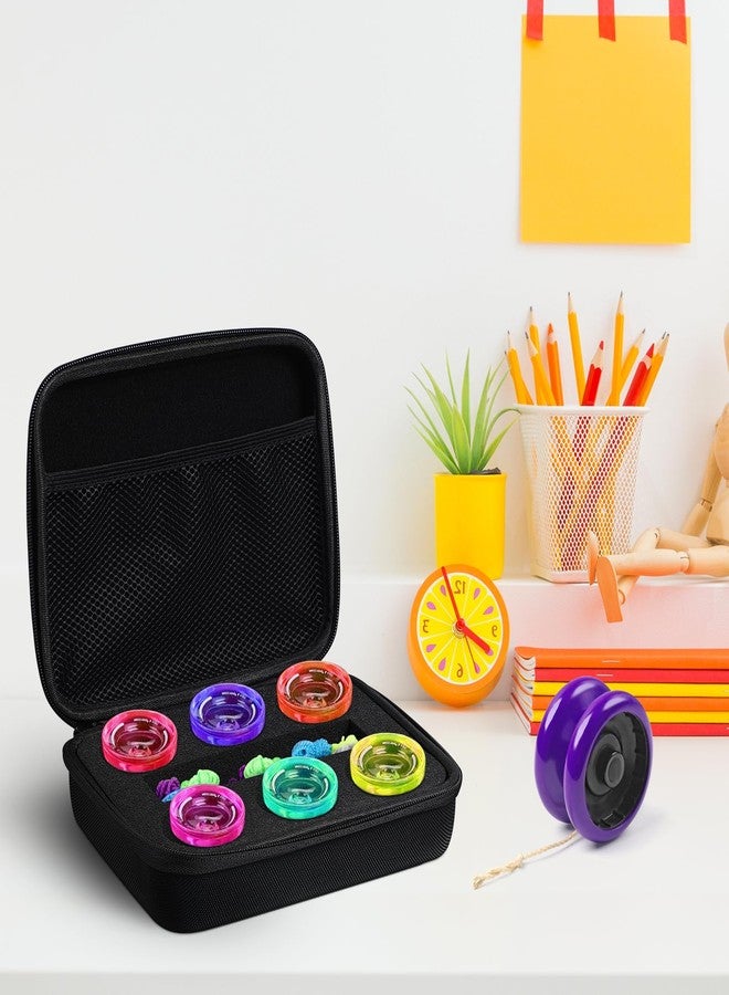 HEMOTON EVA Shell Yoyo Ball Storage Bag, Professional Yoyo Case with Dual Zipper, Yo-Yo Carry Bag with Handle for Outdoor Equipment Protective Bag, 6 Storage Holes (Black) - Image 2