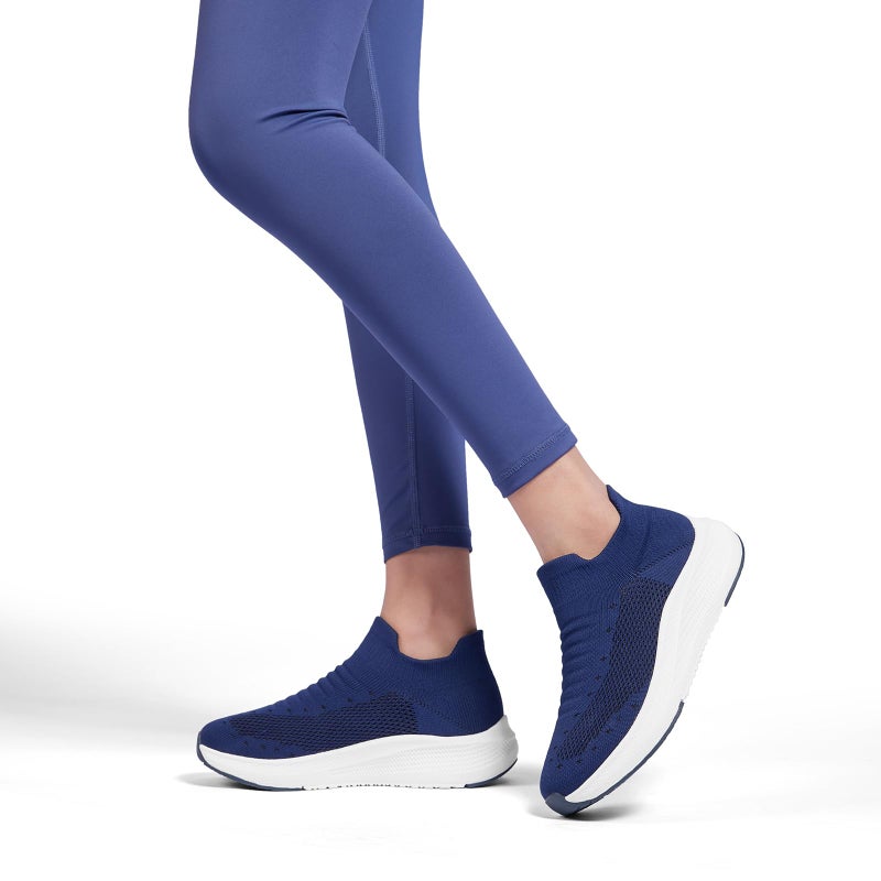 SHULOOK Womens Slip on Walking Shoes Comfort Lightweight Breathable Sock Shoe Non-Slip Mesh Casual Fashion Tennis Running Sneakers Blue - Image 2