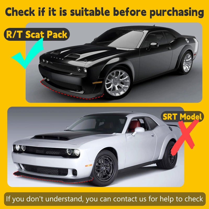 TENGBASE Front Bumper Lip Splitter Cover, for 2015-2023 Dodge Challenger Scat Pack R/T GT SRT, 2 PCS, Red - Image 2
