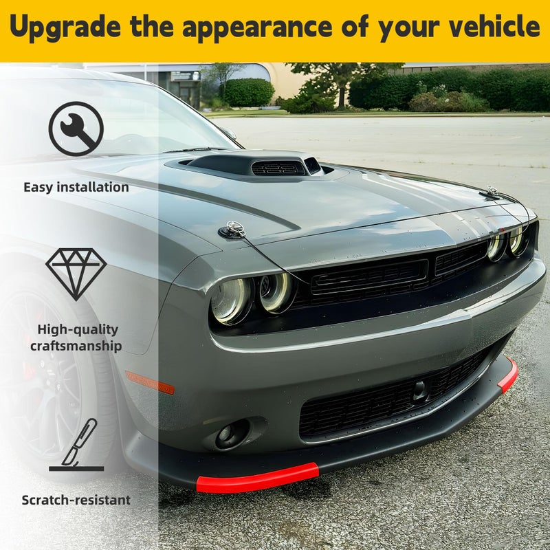 TENGBASE Front Bumper Lip Splitter Cover, for 2015-2023 Dodge Challenger Scat Pack R/T GT SRT, 2 PCS, Red - Image 3