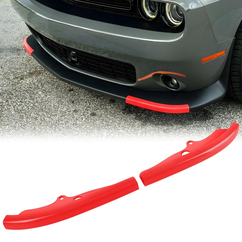 TENGBASE Front Bumper Lip Splitter Cover, for 2015-2023 Dodge Challenger Scat Pack R/T GT SRT, 2 PCS, Red - Image 1