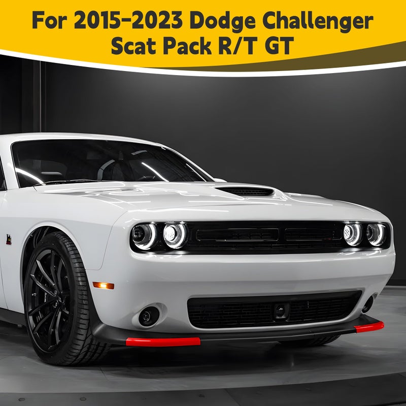 TENGBASE Front Bumper Lip Splitter Cover, for 2015-2023 Dodge Challenger Scat Pack R/T GT SRT, 2 PCS, Red - Image 4