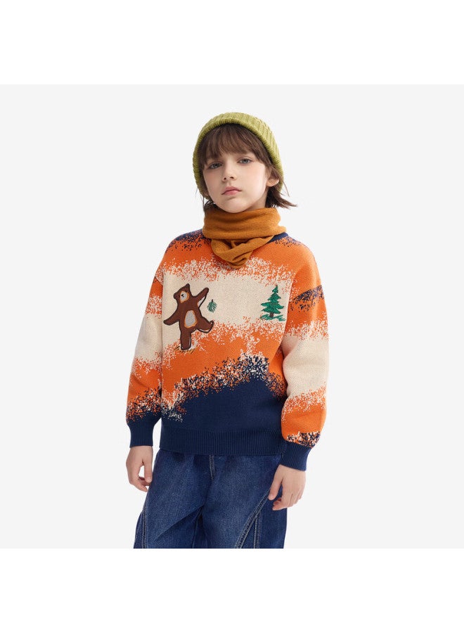 Mqd Maqidun Autumn Winter New Round Neck Boys' Knitted Sweater Thickened Baby Pullover - Image 3