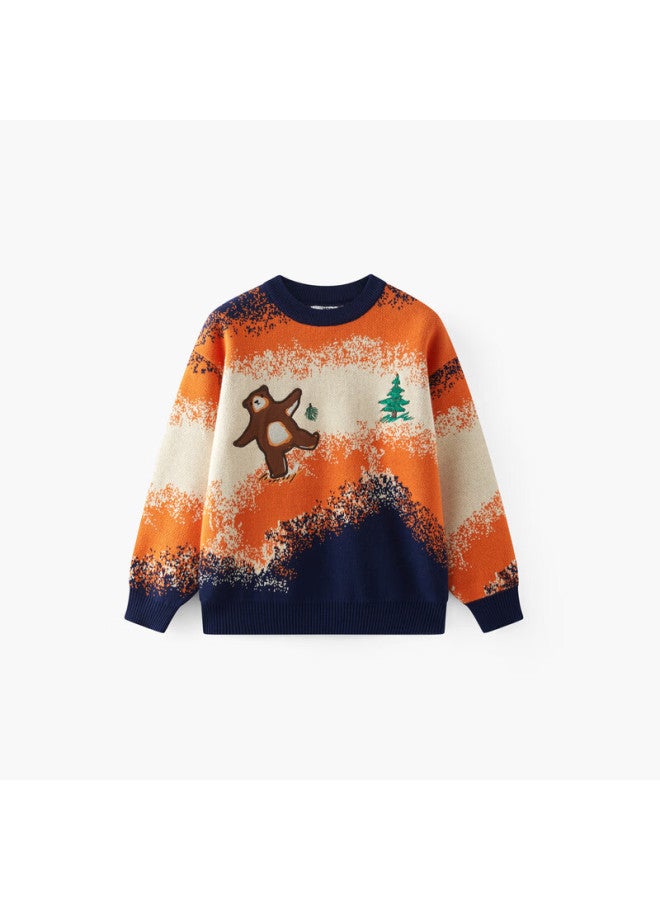 Mqd Maqidun Autumn Winter New Round Neck Boys' Knitted Sweater Thickened Baby Pullover - Image 4