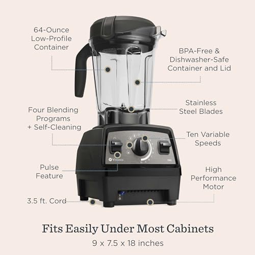 Vitamix Propel Series 750 Blender with Four Blending Programs, Self-Cleaning Program, Professional-Grade Blender for Smoothies, Soups and More, Stainless-Steel Blades, 64 Oz Container, Red - Image 4