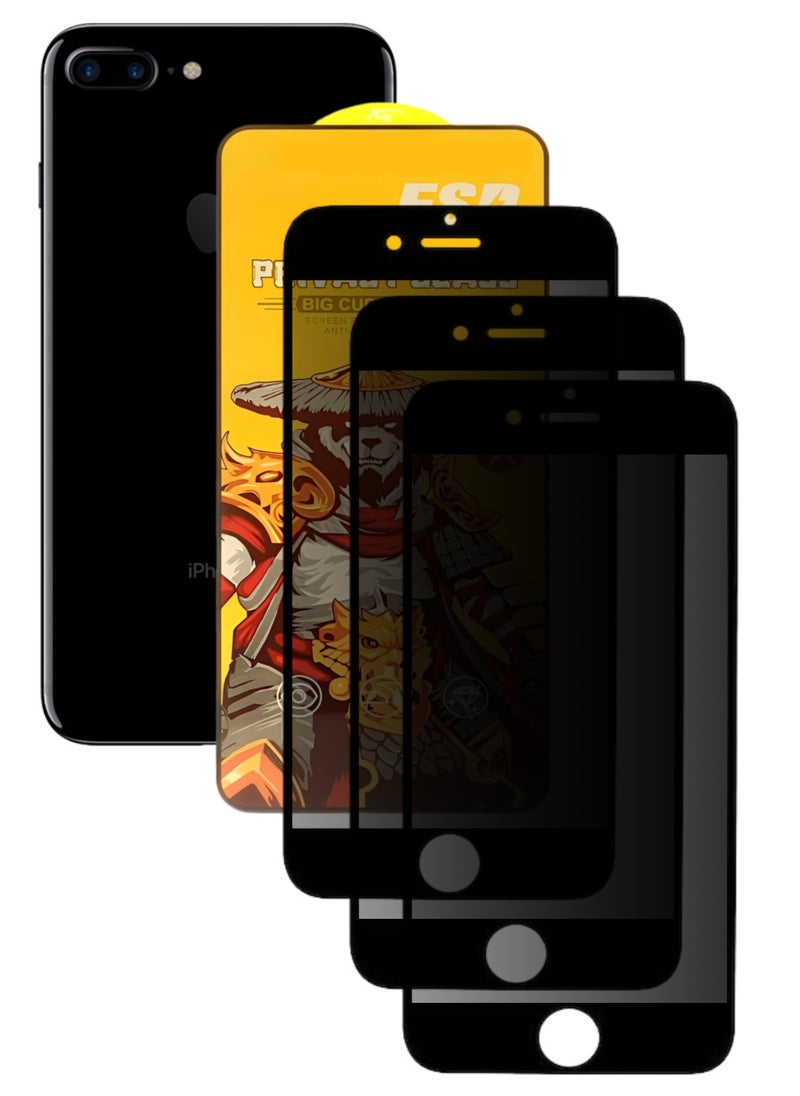 ESD 3 Pieces Tempered Dustproof Privacy Glass Screen Protector Compatible For iPhone 7 Plus - Image 1