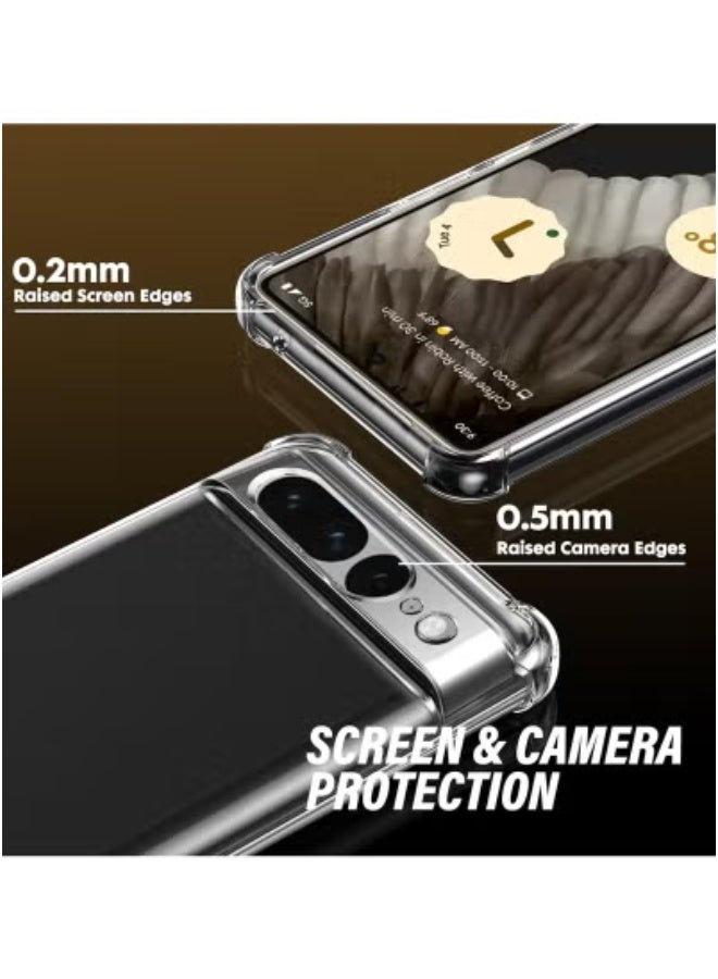 JAJEEK Transparent Soft Silicone TPU Bumper Case for Google Pixel 7 Pro 5G with 1 Screen Protector | Shockproof Protective Cover with Reinforced Corners | Slim Fit, Anti-Yellow TPU | Full Protection & Precise Cutouts | Includes Tempered Glass - Image 2