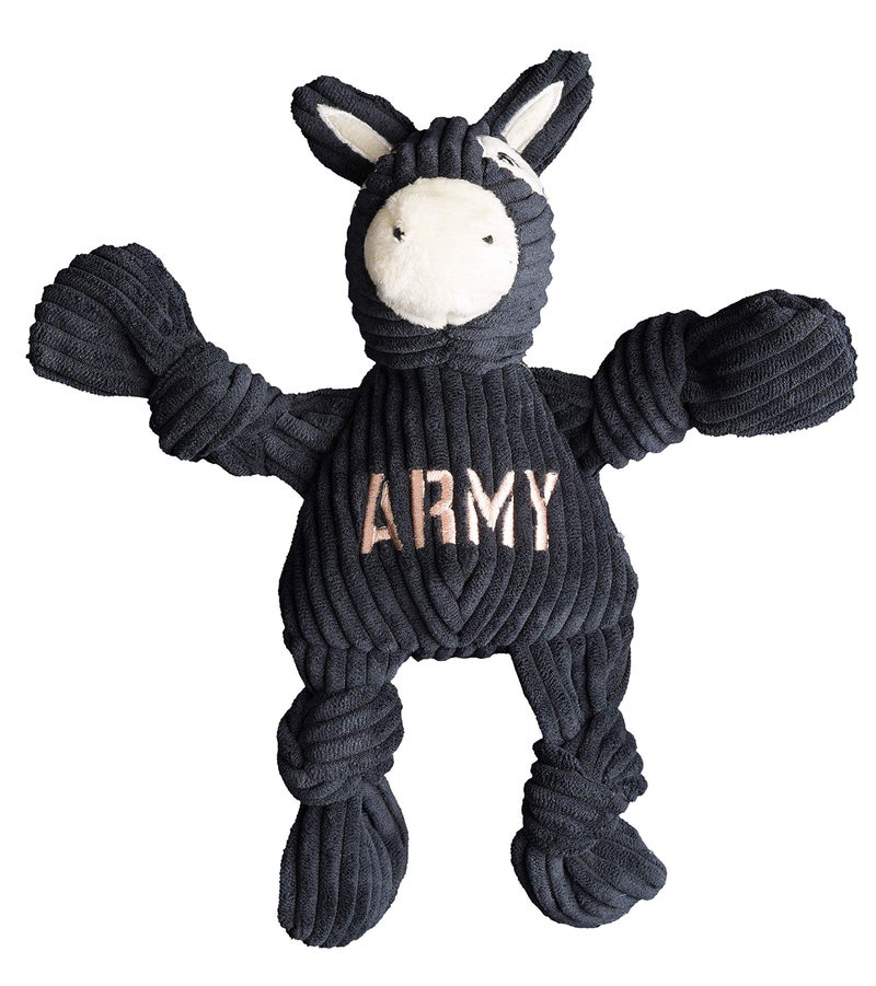 HuggleHounds Knottie Plush Dog Toy Dog Stuffed Animal Toy Puppy Toys Squeaky Dog Toy for Small Medium Large Dogs Durable Plush to Keep Them Busy Officially Licensed Army Mule Small - Image 2