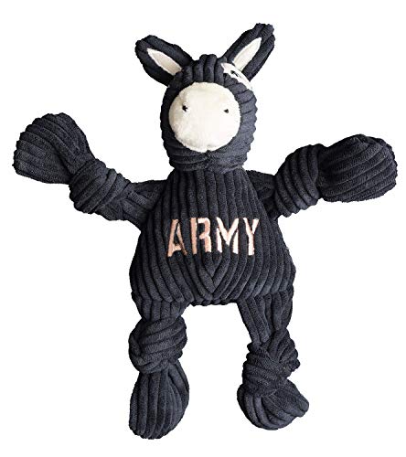 HuggleHounds Knottie Plush Dog Toy Dog Stuffed Animal Toy Puppy Toys Squeaky Dog Toy for Small Medium Large Dogs Durable Plush to Keep Them Busy Officially Licensed Army Mule Small - Image 1