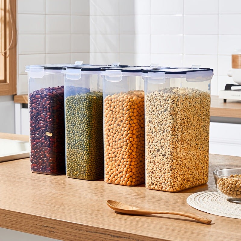 2/4/6/8pcs Set of Flip-Top Sealed Food Storage Containers, Multi-Purpose Storage Containers, Plastic Kitchen And Pantry Organization Jars, for Grains, Dry Goods, Flour And Sugar, Including Labels - Image 3