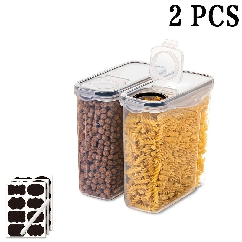 2/4/6/8pcs Set of Flip-Top Sealed Food Storage Containers, Multi-Purpose Storage Containers, Plastic Kitchen And Pantry Organization Jars, for Grains, Dry Goods, Flour And Sugar, Including Labels - Image 1
