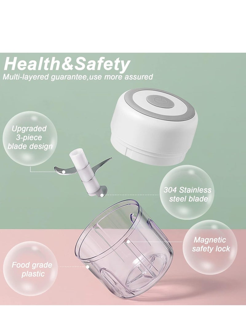 NIBEMINENT Electric Mini Garlic Chopper, 250ML USB Mini Food Chopper Garlic Mincer, Vegetable Chopper, Onion Chopper, Portable Small Food Processor for Garlic, Ginger, Chili, Vegetables - Image 4