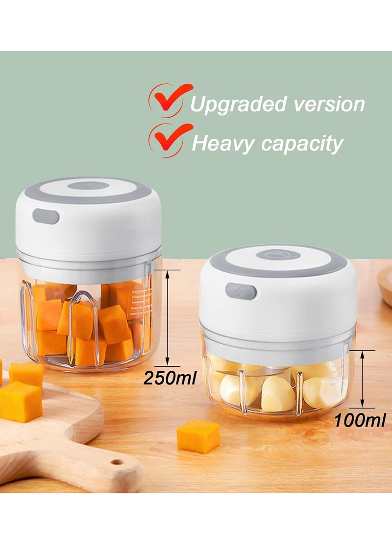 NIBEMINENT Electric Mini Garlic Chopper, 250ML USB Mini Food Chopper Garlic Mincer, Vegetable Chopper, Onion Chopper, Portable Small Food Processor for Garlic, Ginger, Chili, Vegetables - Image 2