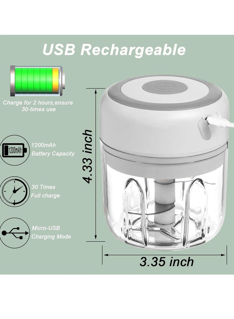 NIBEMINENT Electric Mini Garlic Chopper, 250ML USB Mini Food Chopper Garlic Mincer, Vegetable Chopper, Onion Chopper, Portable Small Food Processor for Garlic, Ginger, Chili, Vegetables - Image 3
