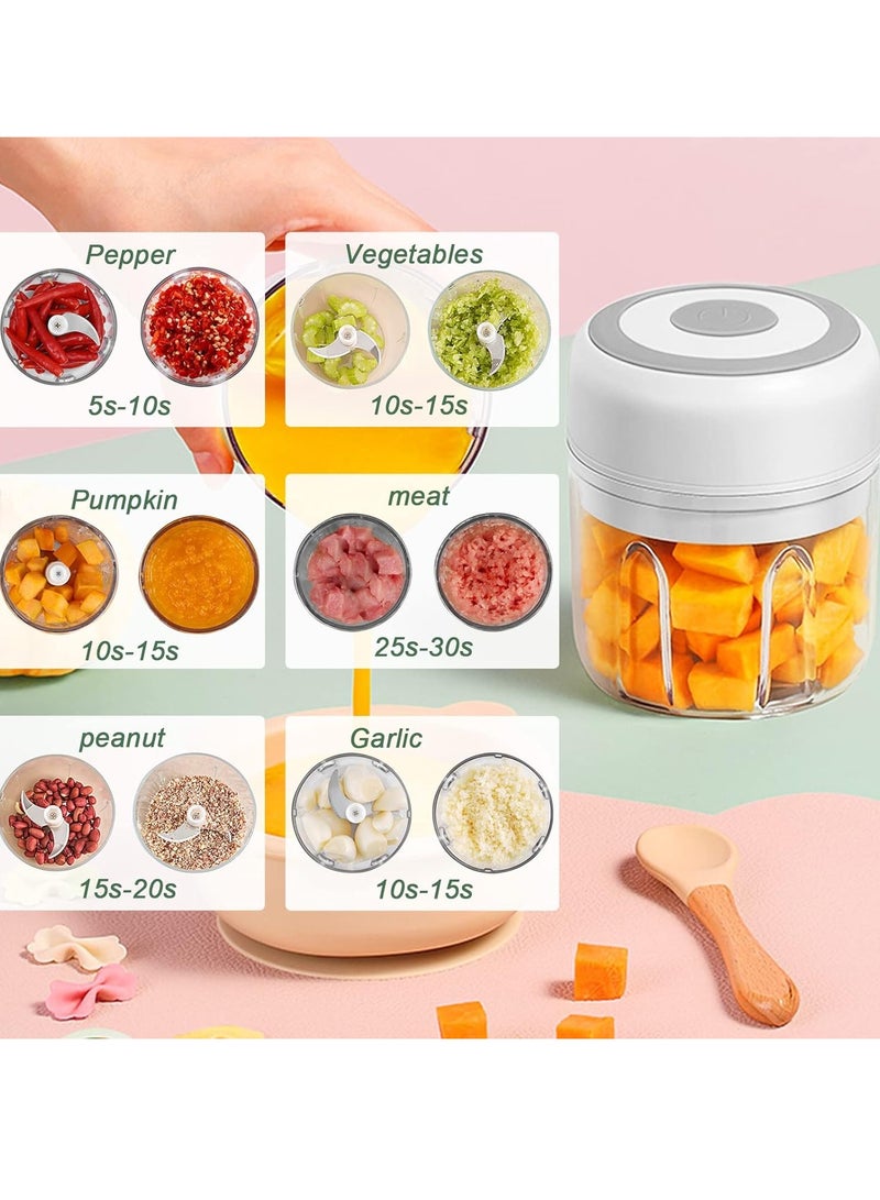 NIBEMINENT Electric Mini Garlic Chopper, 250ML USB Mini Food Chopper Garlic Mincer, Vegetable Chopper, Onion Chopper, Portable Small Food Processor for Garlic, Ginger, Chili, Vegetables - Image 5
