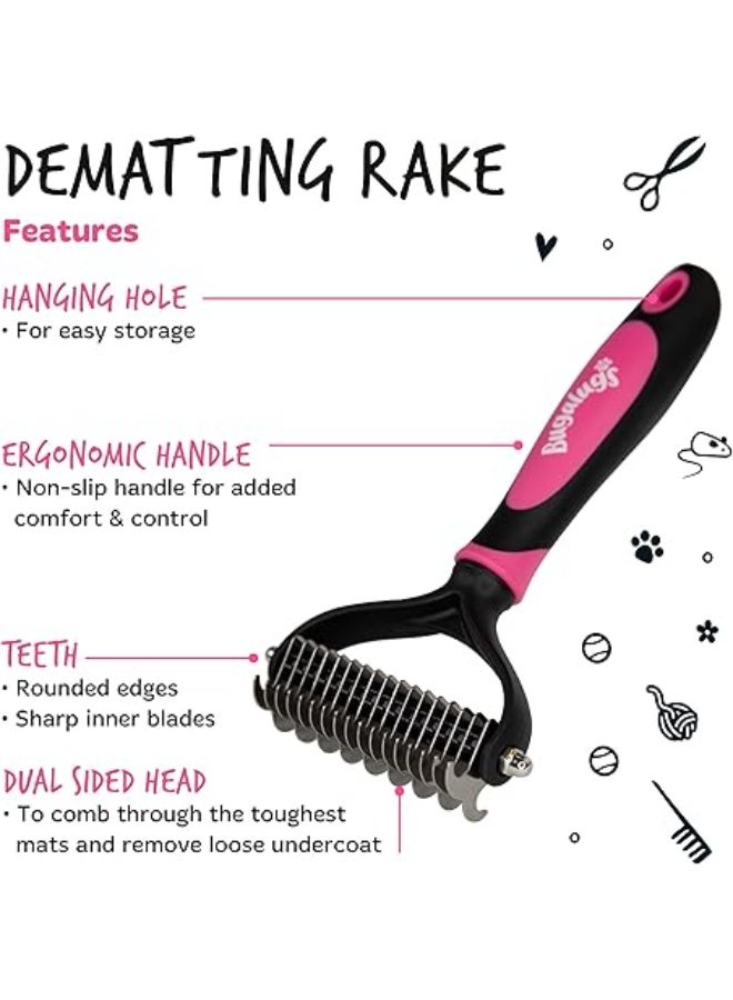 بوجالوجز فرشاة تهذيب شعر الحيوانات الأليفة فرشاة مزدوجة الجوانب للتخلص من الفرو السفلي لتمشيط الكلاب والقطط بالشعر الطويل من بوجالوجز - Image 2