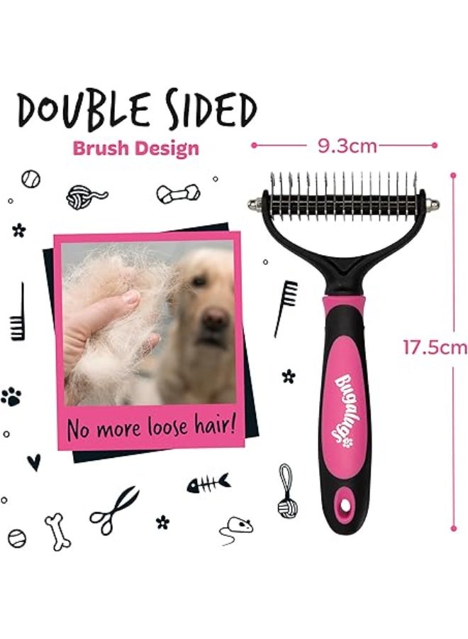 بوجالوجز فرشاة تهذيب شعر الحيوانات الأليفة فرشاة مزدوجة الجوانب للتخلص من الفرو السفلي لتمشيط الكلاب والقطط بالشعر الطويل من بوجالوجز - Image 3