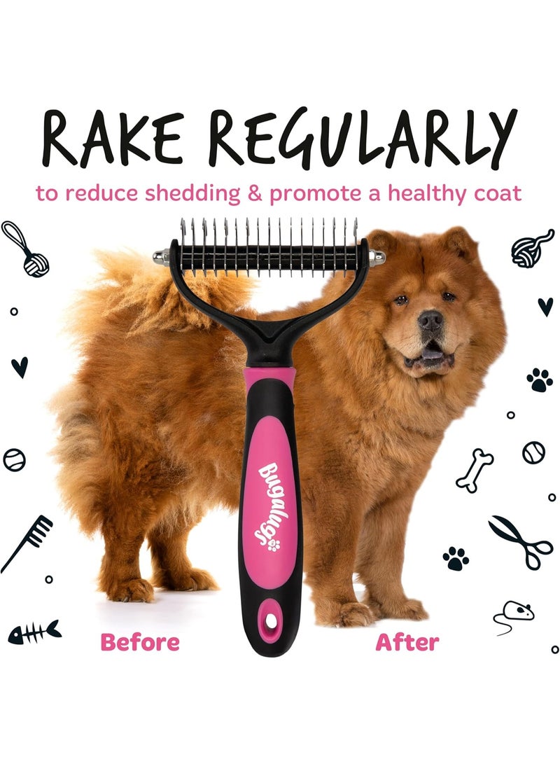 بوجالوجز فرشاة تهذيب شعر الحيوانات الأليفة فرشاة مزدوجة الجوانب للتخلص من الفرو السفلي لتمشيط الكلاب والقطط بالشعر الطويل من بوجالوجز - Image 5