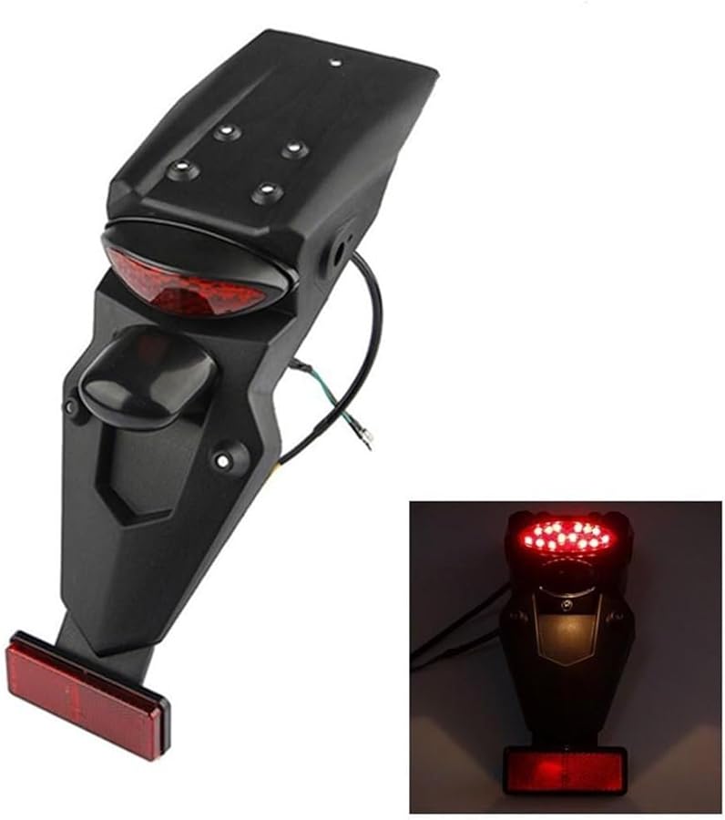 Motorcycle Rear Mudguard With Integrated LED Brake Tail Light Universal Fit - Image 3