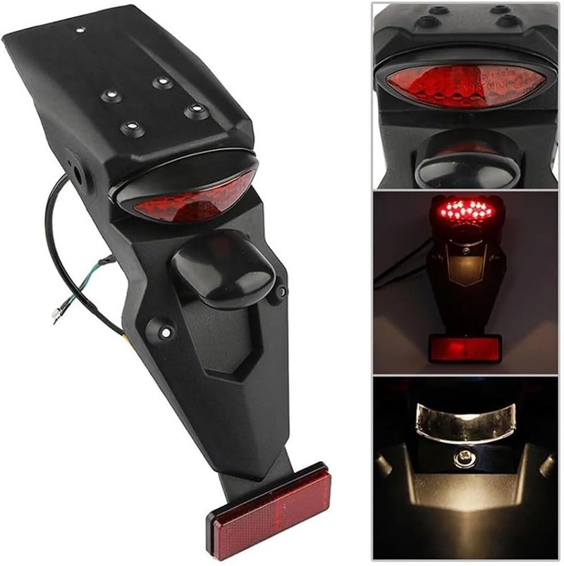 Motorcycle Rear Mudguard With Integrated LED Brake Tail Light Universal Fit - Image 5