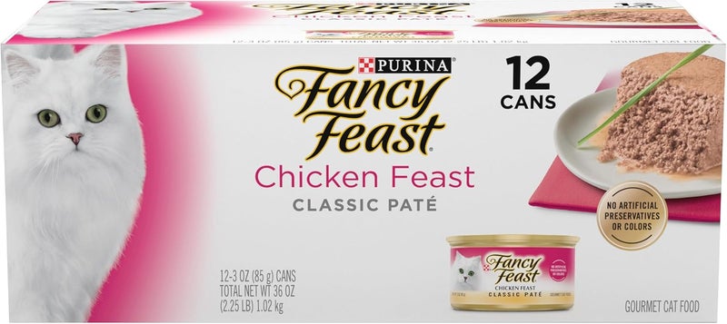 Fancy Feast Grain Free Pate Wet Cat Food, Chicken - 24 Cans of 3 oz. Each - Image 1