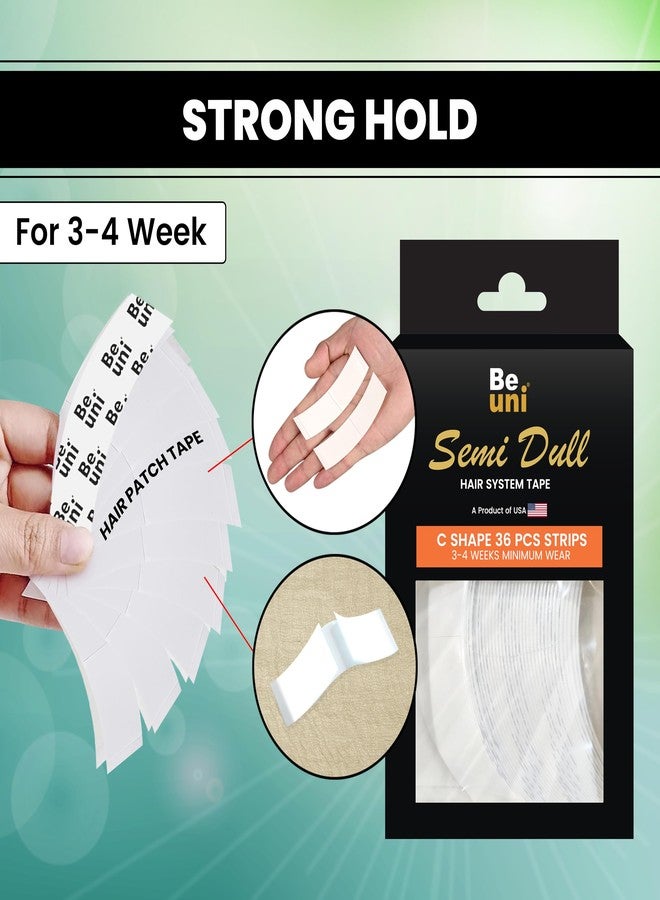 Beuni Semi Dull Hair Patch Tape For Men - Super Ultra Hold Up To 2-4 Weeks | No ShineTape For Hair Patch | Waterproof Wig Tape For Men | Skin Safe, Non-Allergic, Medical Grade Material | 36 Pcs - Image 2