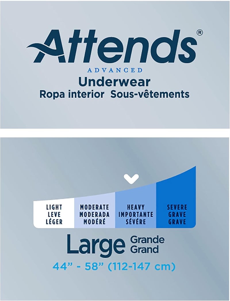 Attends Underwear for Adult Incontinence Care with QuickDry Channels Ultimate Absorbency Unisex Large 18 count x4 - Image 3