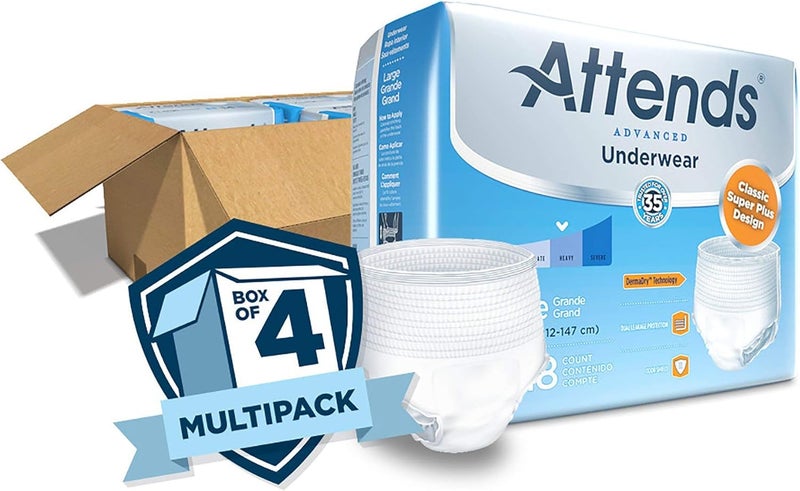 Attends Underwear for Adult Incontinence Care with QuickDry Channels Ultimate Absorbency Unisex Large 18 count x4 - Image 4