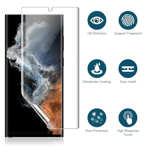 EGV 3 Pack for Samsung Galaxy S22 Ultra Screen Protector, Touch Sensitive, Anti-Scratch 3D Curved Upgrade Flexible TPU Screen Protector for Galaxy S22 Ultra, Bubble Free - Image 3