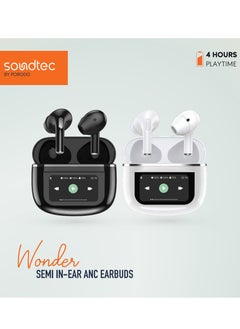 porodo Wonder TWS Earphone with Touch Screen / Remote Camera Trigger / Integrated Flashlight / 4H Music Playback Time / Bluetooth V5.4 - Black  - Image 3