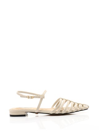 Off White Pointed Toecap Flat Shoes