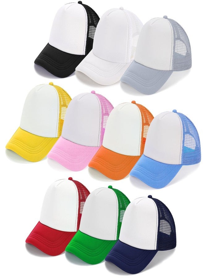 Ultrafun 10 Pack Trucker Hat Mesh Sublimation Blank Hats Adjustable Baseball Caps Hats for Men Women (Multicolor) - Image 1